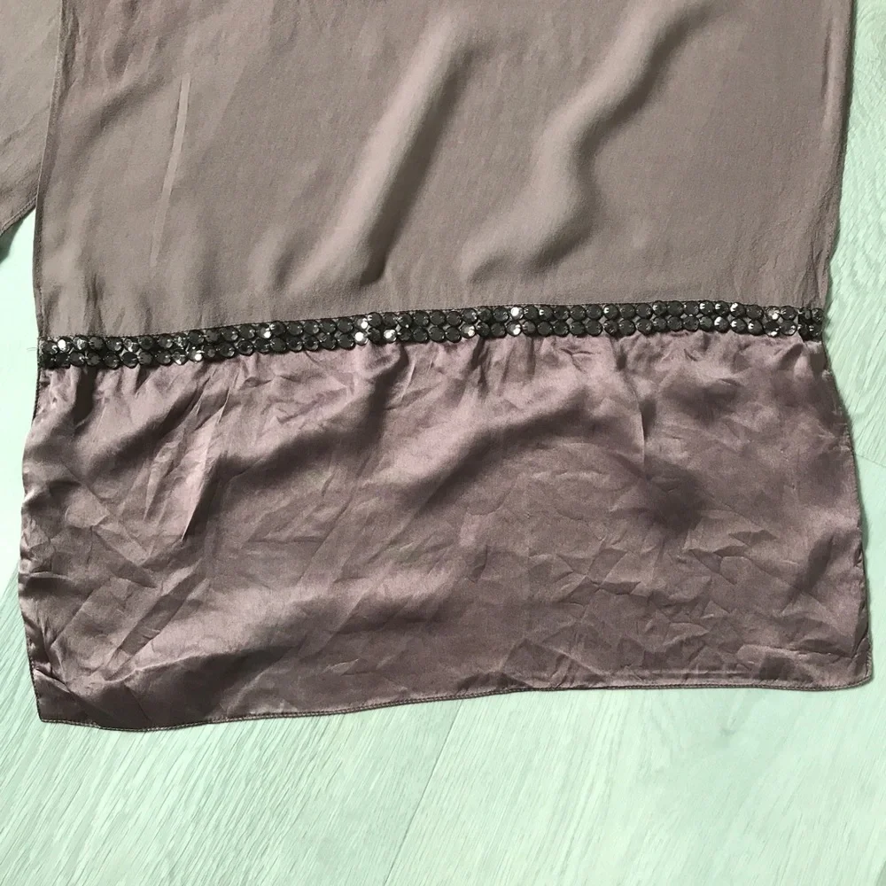 SILK PURPLE SCARF SHAWL WRAP BEADED RHINESTONE